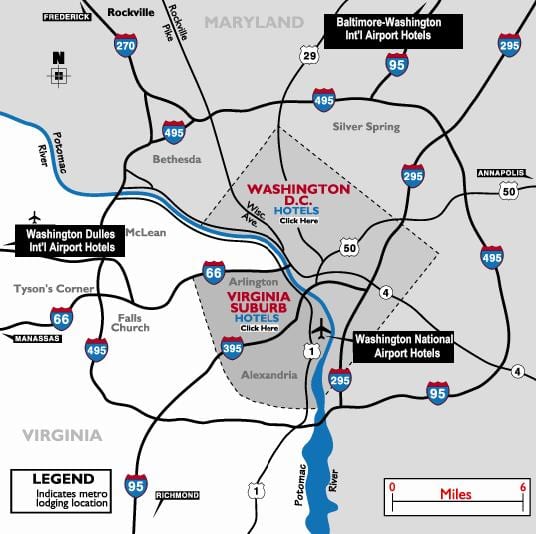 washington dc aeroportos da área do mapa