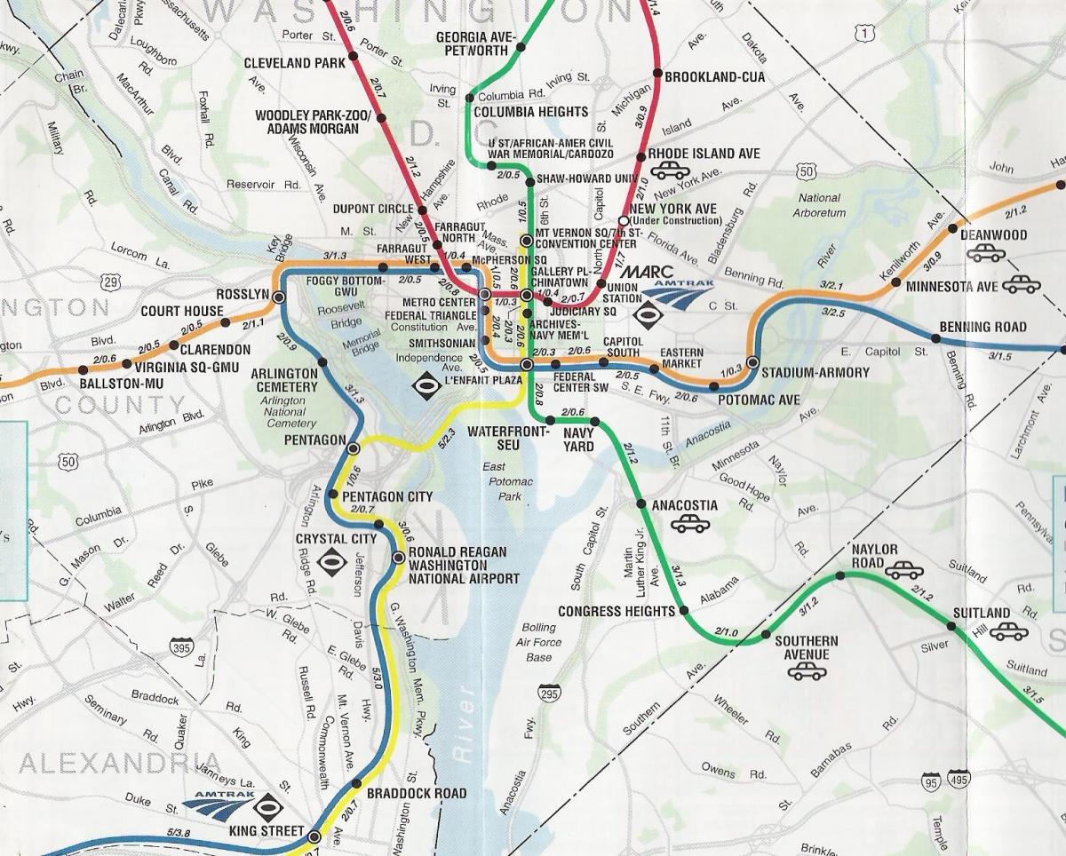 washington dc mapa com paragens de metro