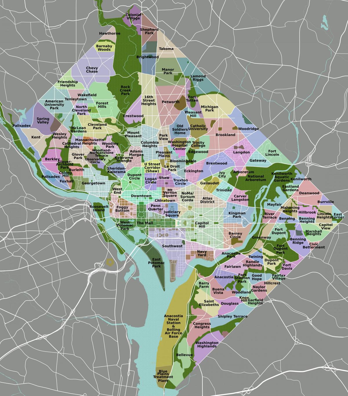 washington mapa do distrito
