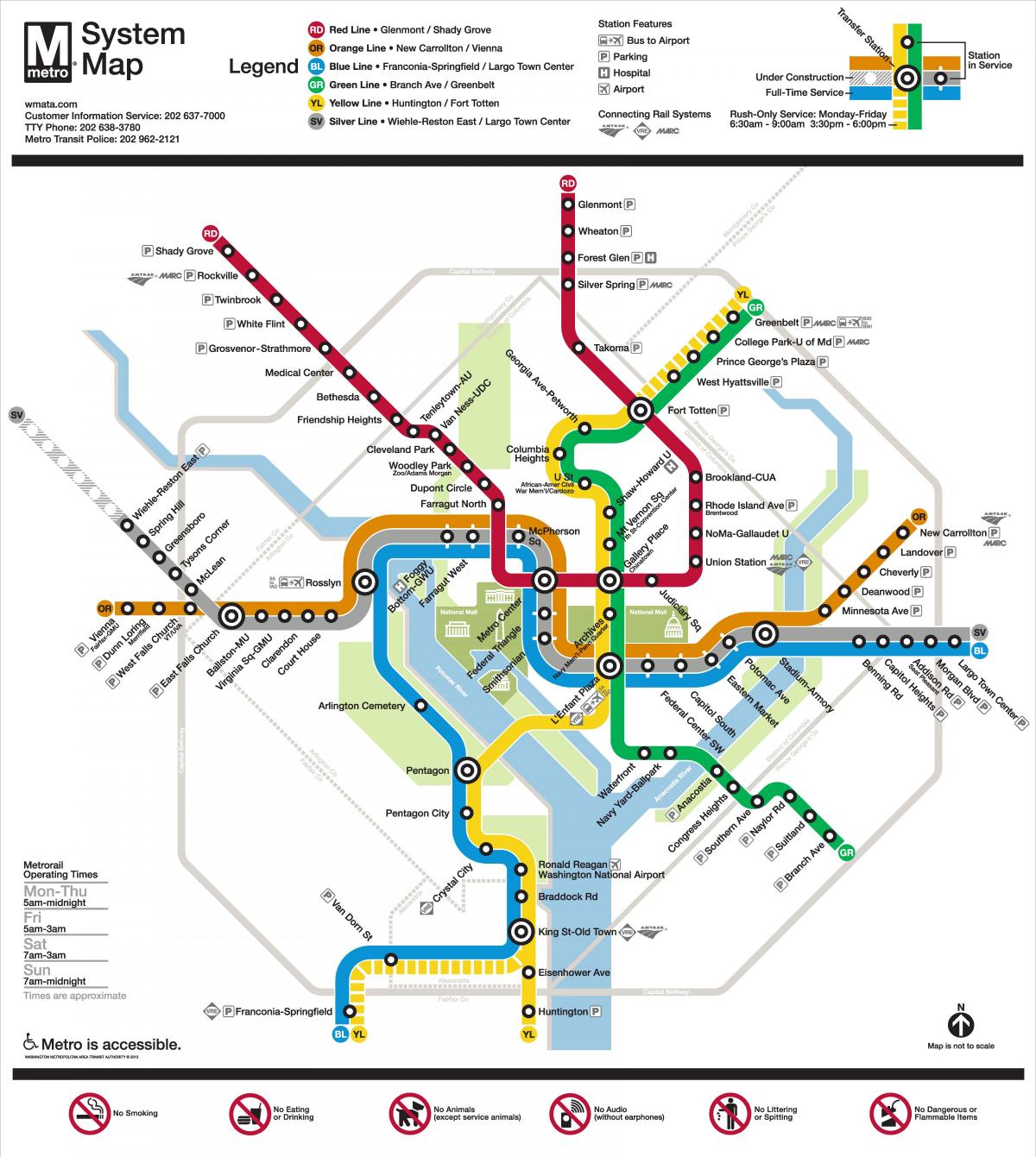 washington dc mapa do metrô linha prata