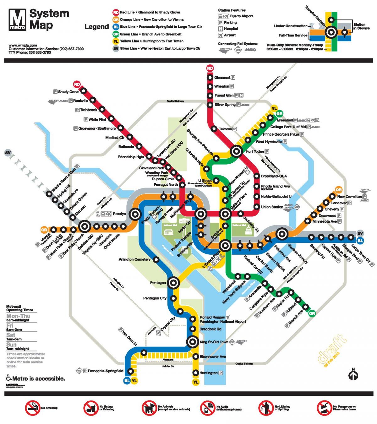 washington dc metro linha mapa
