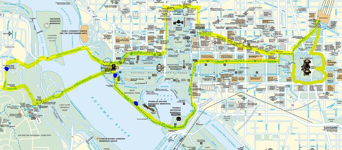 mapa da dc monumentos à noite