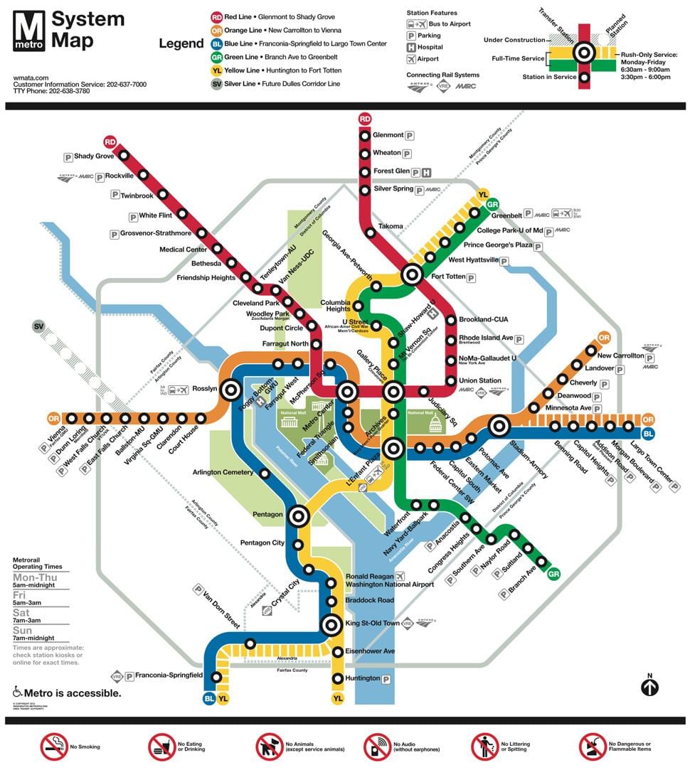 washington dc pública de trânsito mapa