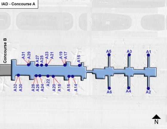 o aeroporto dulles salão mapa