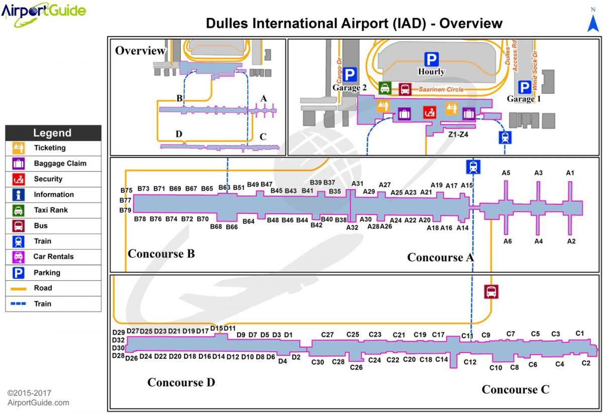 dulles airport terminal mapa