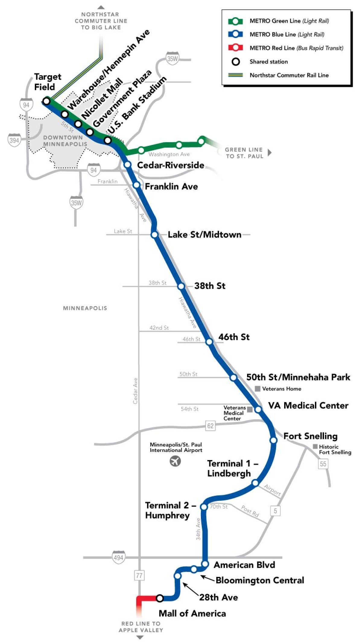 washington metro linha azul do mapa