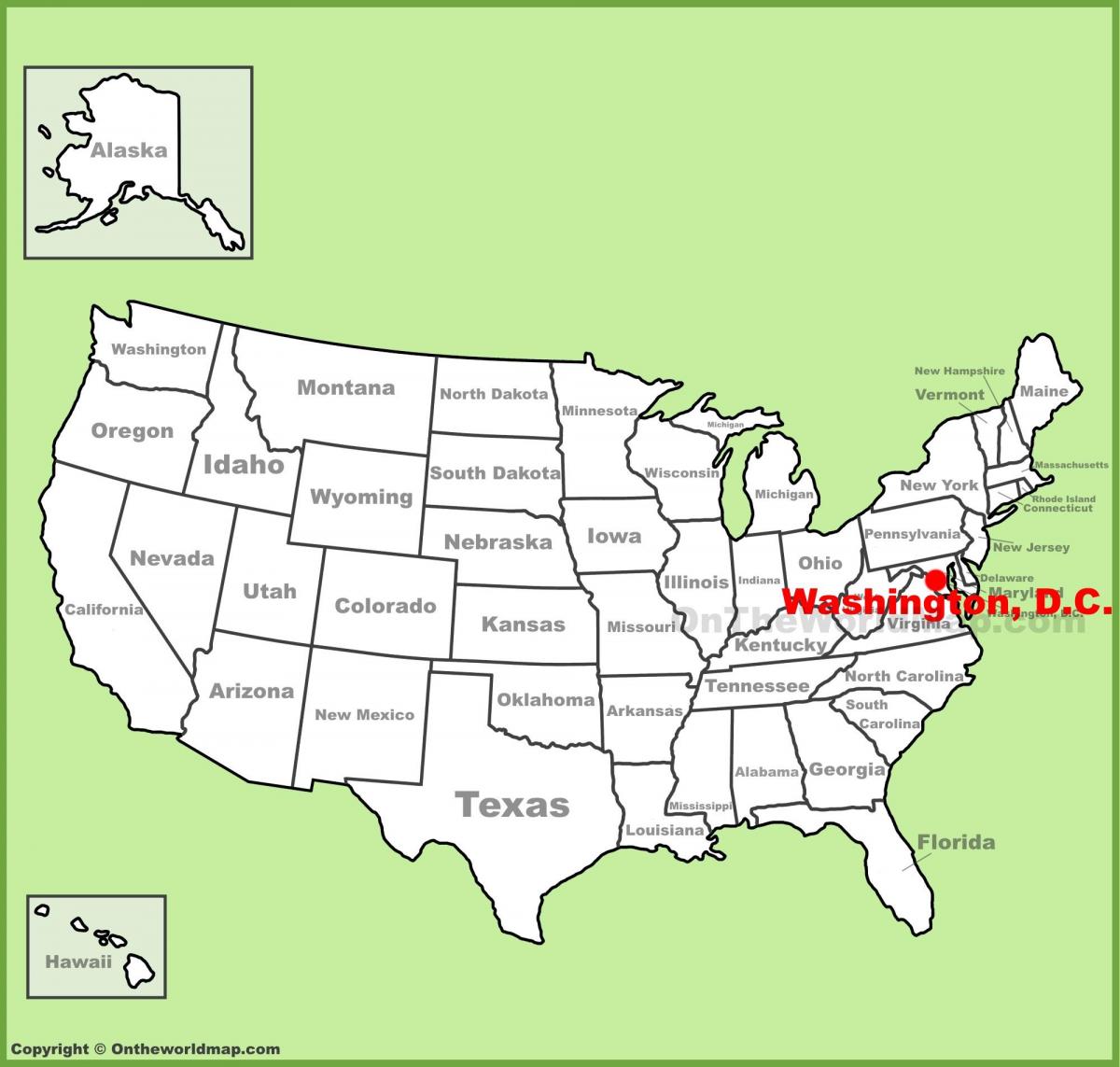 washington dc localizado mapa dos estados unidos