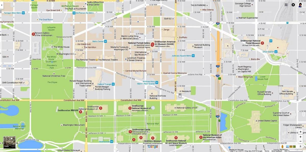 mapa do national mall e museus