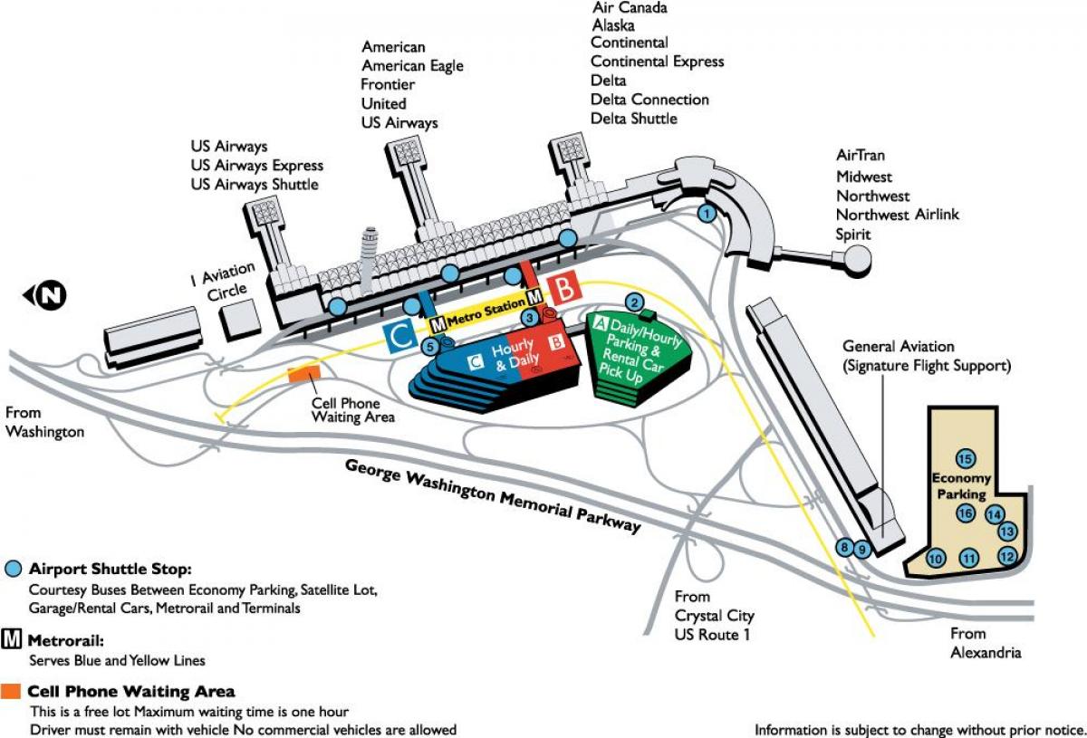 ronald reagan washington national airport mapa