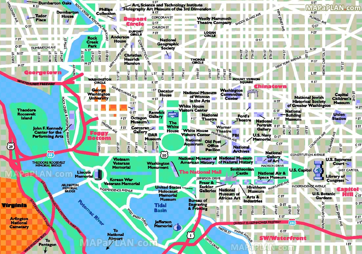 washington dc atracções turísticas mapa