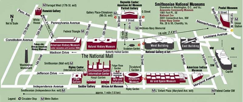 washington dc edifícios governamentais mapa