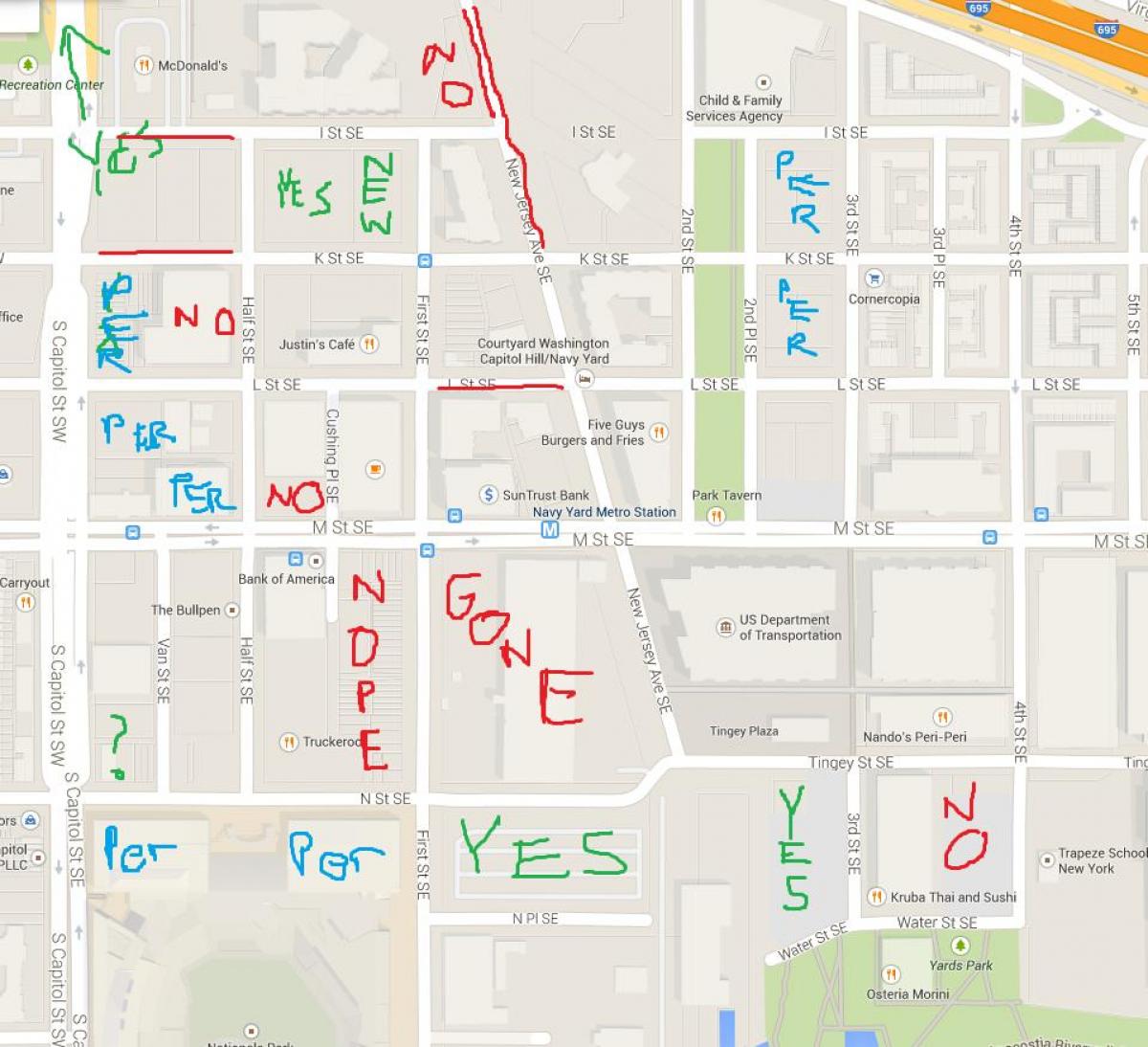 mapa de washington dc estacionamento para deficientes