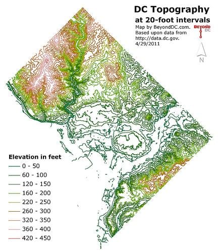 dc mapa de elevação