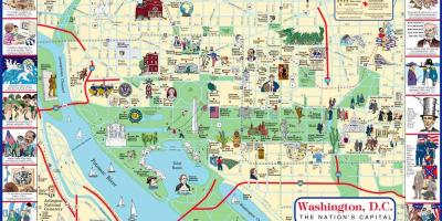 Mapa da mapa andando de washington dc atrações