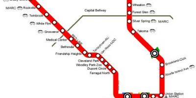 Washington dc linha vermelha mapa