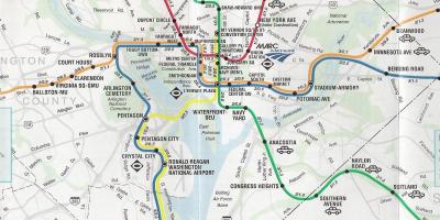Washington dc mapa com paragens de metro