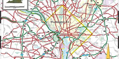Washington dc mapa do metropolitano de rua de sobreposição