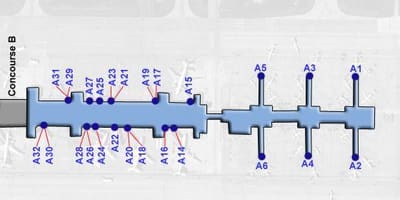 O aeroporto Dulles salão mapa