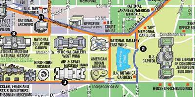 Mapa de washington dc museus e monumentos