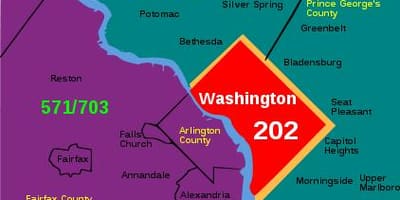 Dc código de área do mapa