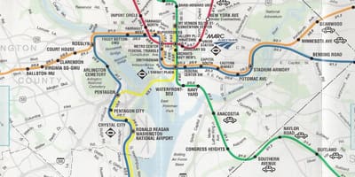 Washington dc mapa de rua com estações de metro